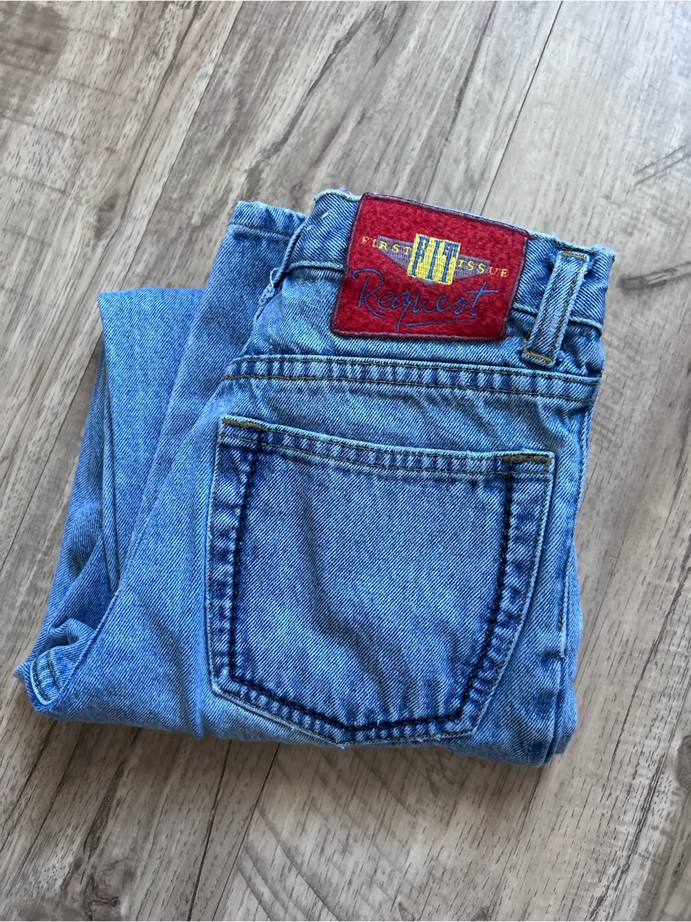Vintage 90’s Request First fit Issue Light Blue Denim tapered Jeans retro